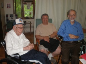 Dad, my brother, and I in dad's new room.