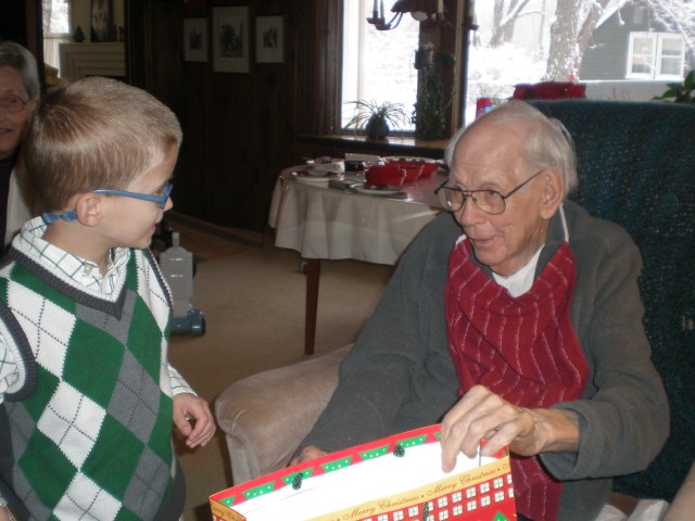 Dad With His Great-Grandson Theo, Christmas, 2013